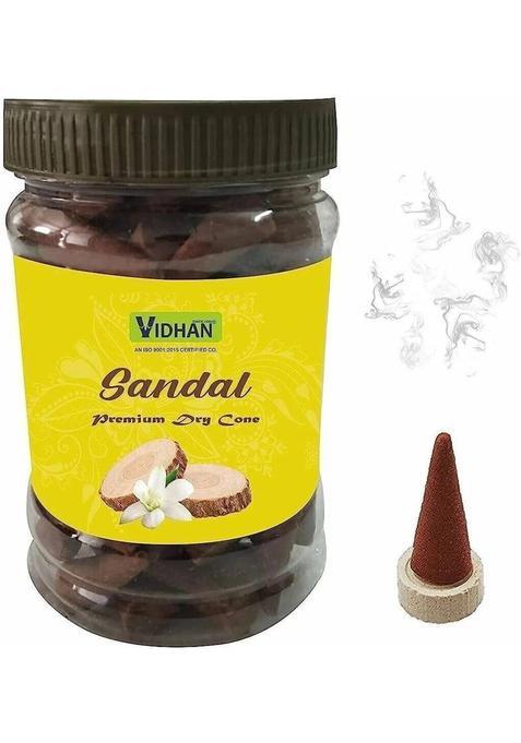 Vidhan Cones (Sandal)Premium Jar 100Gm No Bamboo Charcoal Pooja Dhoop Cone Woody