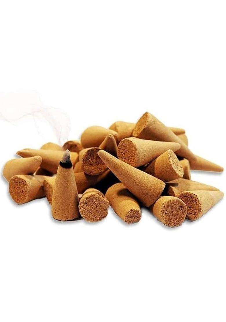 Rfg Chandan Dhoop Cones For Pooja Organic Dry With Fragrance 100 Gram Sandal - Indya