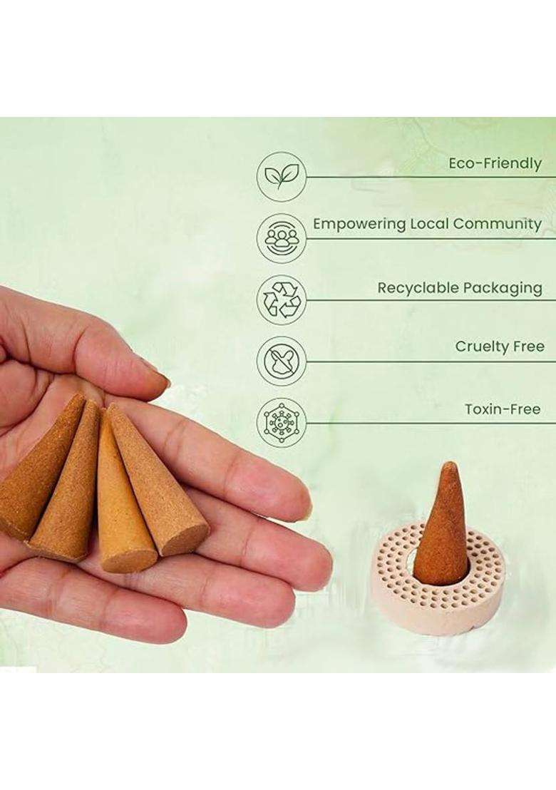 Rfg Chandan Dhoop Cones For Pooja Organic Dry With Fragrance 100 Gram Sandal - Indya