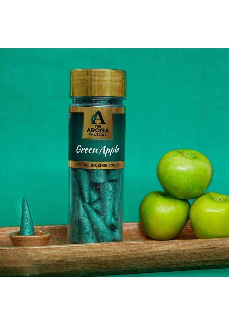 The Aroma Factory Incense Dhoop Cone For Pooja Green Apple 2 Bottles X 30 Cones Sandal (Pack Of 2) - Indya