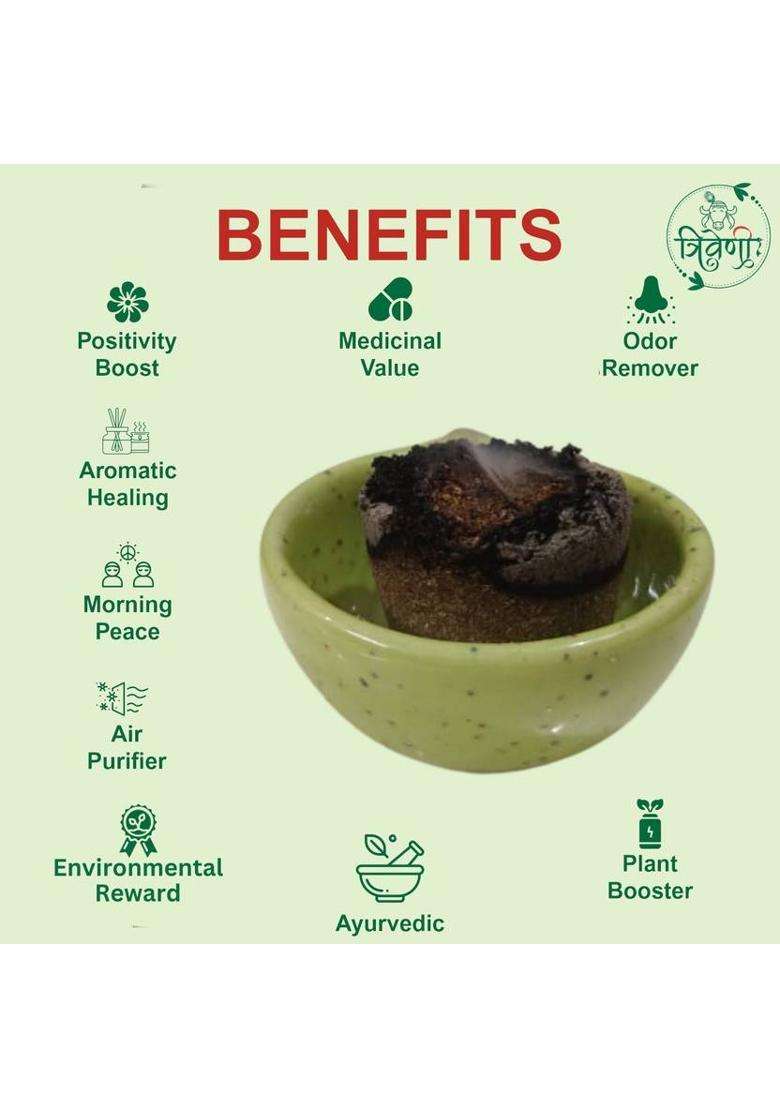 Triveni Desi Gir Cow Dung Empty Sambrani Cups For Pooja 60 Pieces Loban Dhoop (Pack Of 60) - Indya