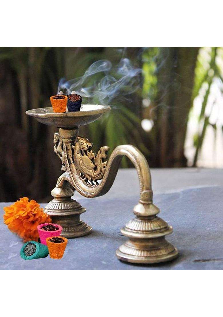 Signamio Cup Dhoop With Burner Plate For Pooja Meditation And Spiritual Events Of Multi-Flavor Combo Sambrani Rose Sandal (Chandan) Mogra Loban Guggal - Pack 60 Guggul (Pack 60) - Indya