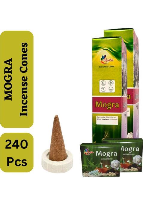 Gaumayam Mantra 240 Premium Mogra Dhoop Cones Organic Herbal Cow Dung Dhup Jasmine (Pack Of 24)