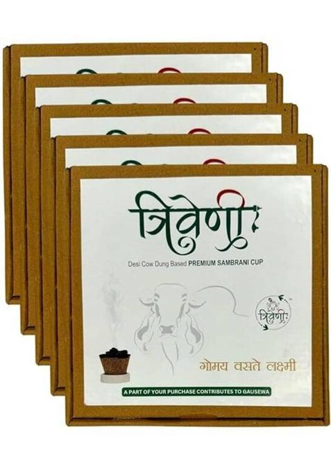 Triveni Gir Cow Dung Sambrani Dhoop Cups With Guggal & Loban For Pooja Havan (60 Cups) Guggul (Pack Of 5)