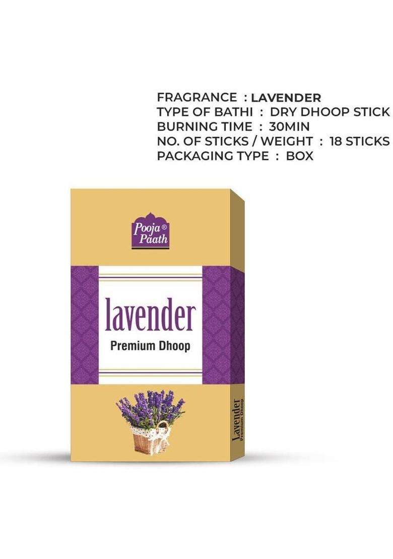 Poojapaath Natural Fragrance Premium Lavender Drystick Dhoop & Incense Sticks (Pack Of 12) - Indya
