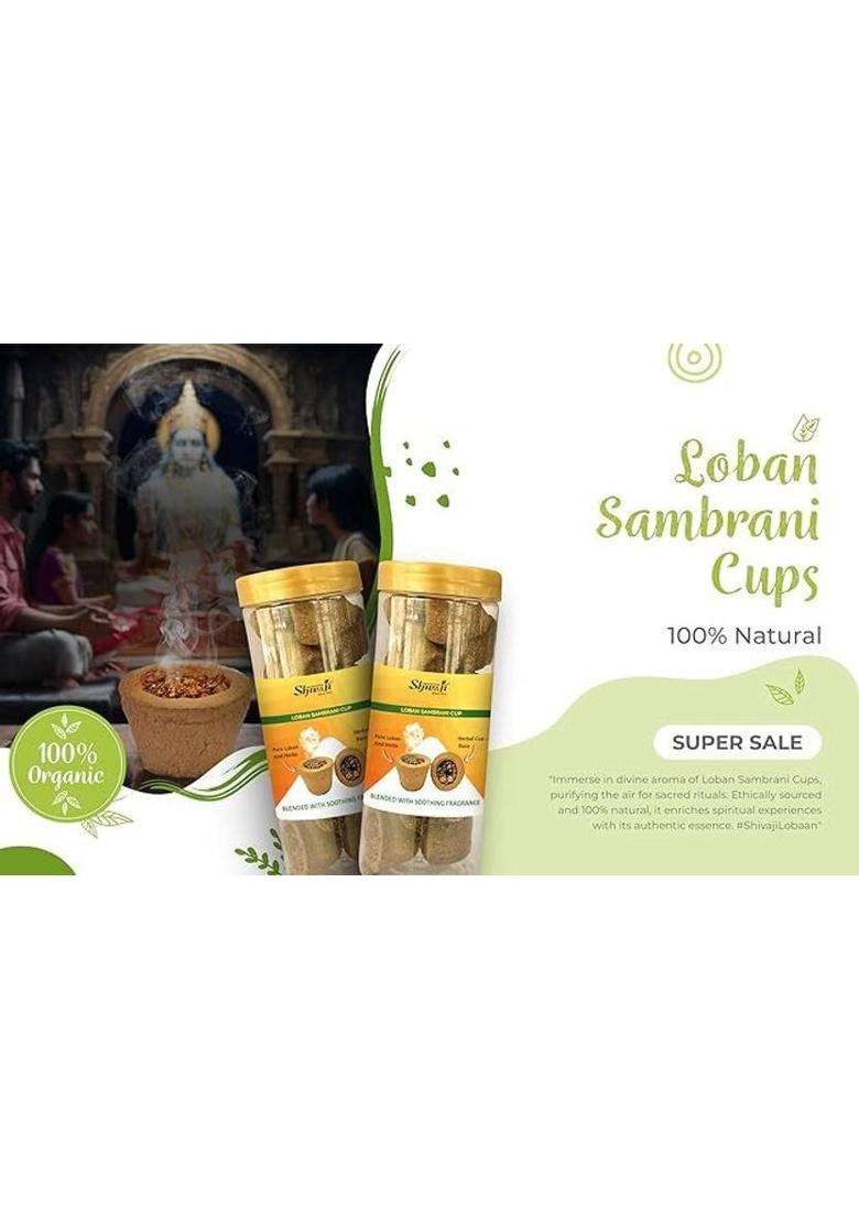 Shivaji Guggal Loban Sambrani Cup (10 Cups/Pack) Pack Of 4. Total 40 Cups. Non-Charcoal Guggul Dhoop (Pack 4) - Indya