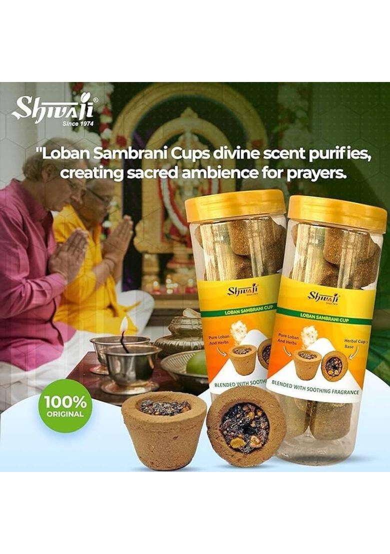 Shivaji Guggal Loban Sambrani Cup (10 Cups/Pack) Pack Of 4. Total 40 Cups. Non-Charcoal Guggul Dhoop (Pack 4) - Indya