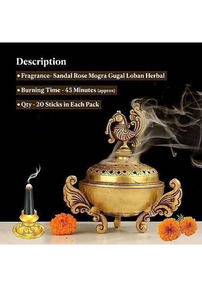 Vidhan Zipper Pouch Mix Fragrance 20 Sticks Each Packet12 Guggul Musk Frankincense Lavender Orchid Dhoop (Pack Of 5) - Indya
