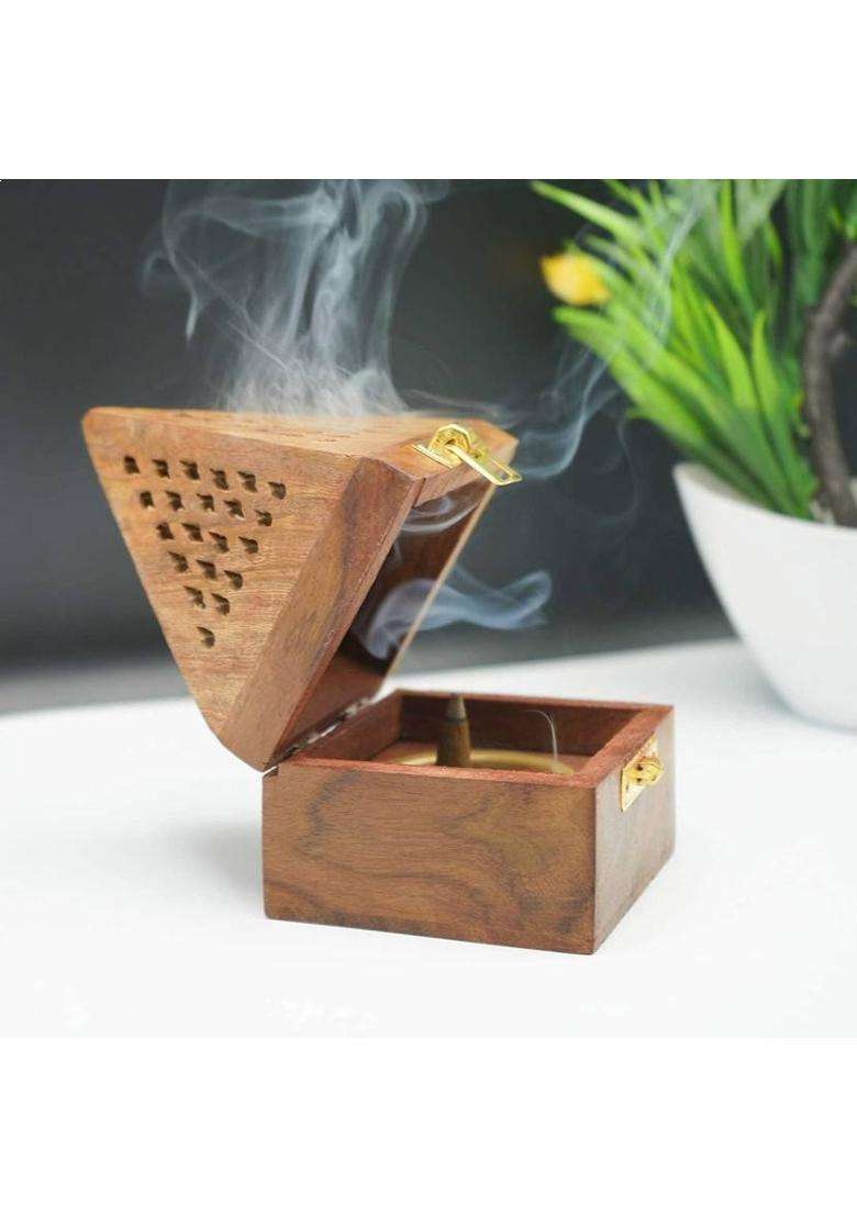 Zyvontra Wooden Sambrani Dhoop Stand For Pooja Room & Mandir Use - Indya