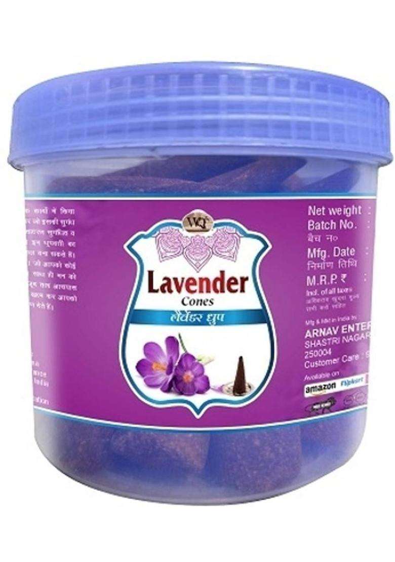Wqt Incense Dhoop Cones Lavender 150Gm. Pack Of 3 Best For Puja Meditation & Home (Pack 3) - Indya
