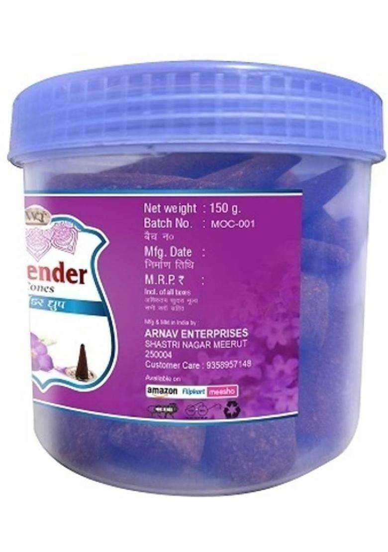 Wqt Incense Dhoop Cones Lavender 150Gm. Pack Of 3 Best For Puja Meditation & Home (Pack 3) - Indya