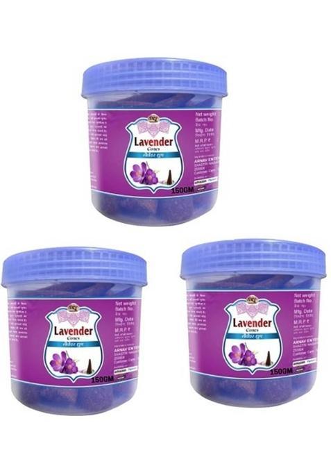 Wqt Incense Dhoop Cones Lavender 150Gm. Pack Of 3 Best For Puja Meditation & Home (Pack 3)