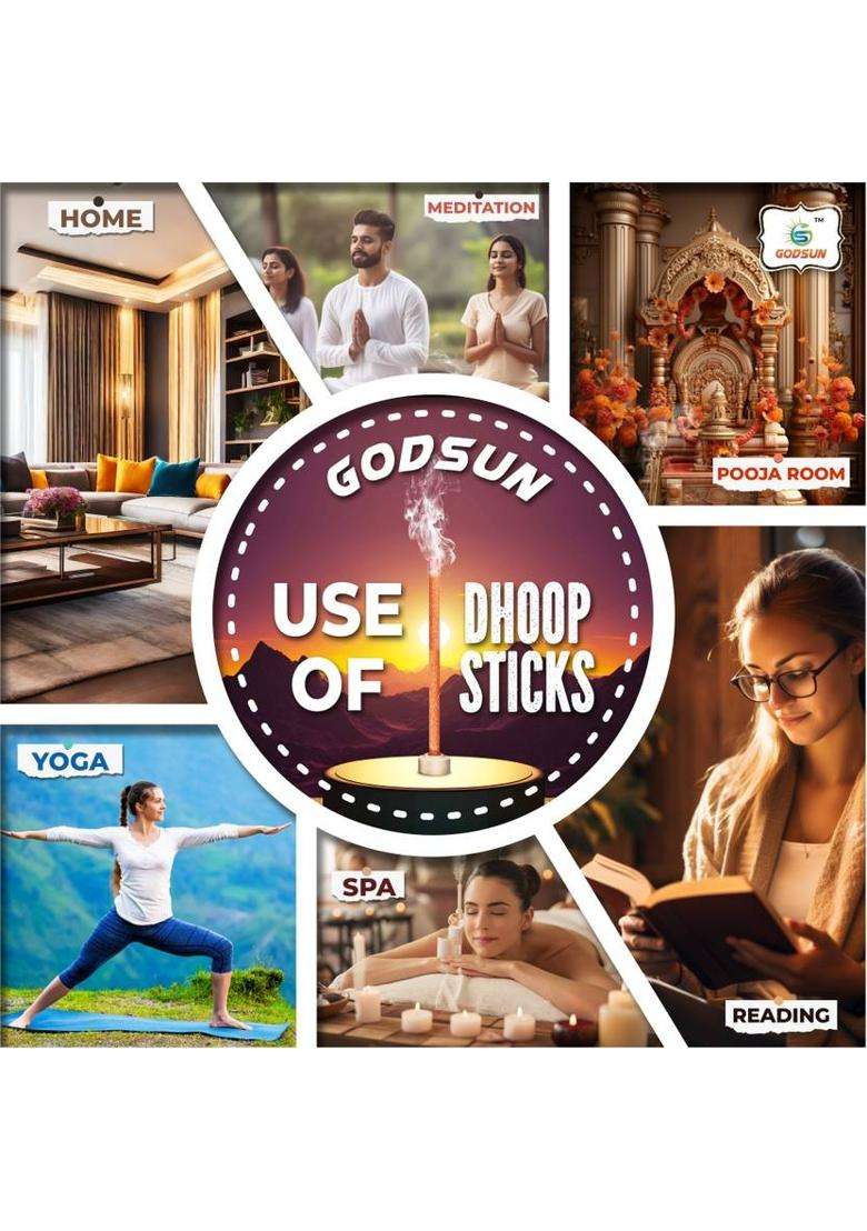 Godsun Premium Rose Dry Dhoop Sticks Jar (3 100)300Gm No Bamboo Charcoal (Pack Of 3) - Indya