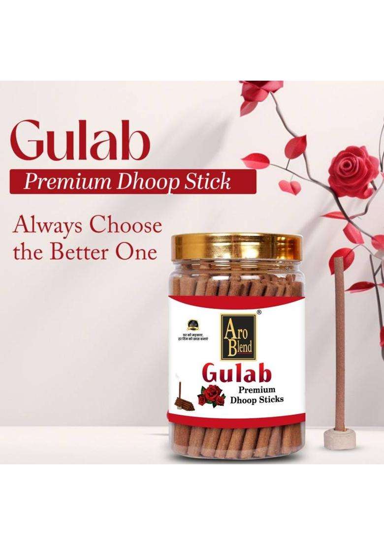 Aroblend Premium Gulab & Lavender Dry Dhoop Incense Stick (100Gms 2=200 Gram) Jar Rose (Pack Of 2) - Indya