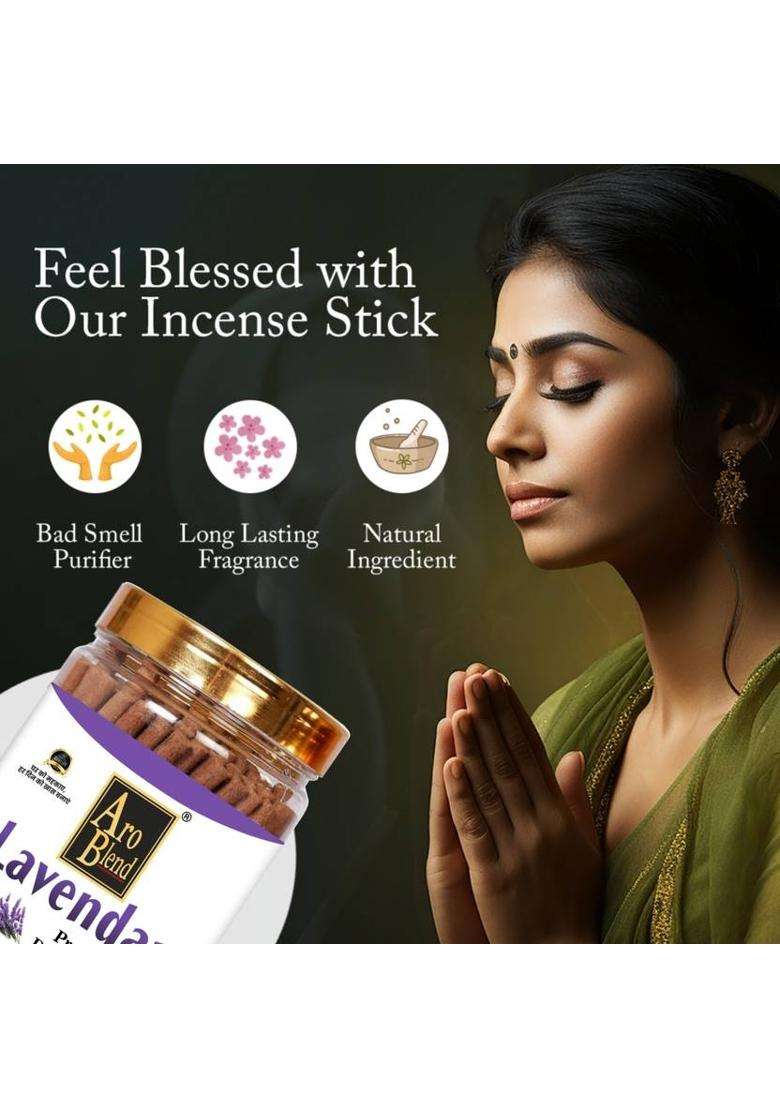 Aroblend Premium Gulab & Lavender Dry Dhoop Incense Stick (100Gms 2=200 Gram) Jar Rose (Pack Of 2) - Indya