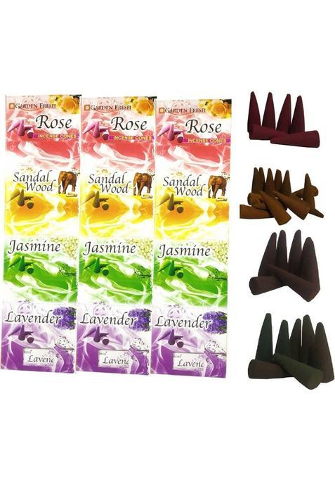 Adhvik Box Pack Of 12 (40 Gram Cones Each Box) Fresh Incense Dry Dhoop Premium Sandal (Pack 12)