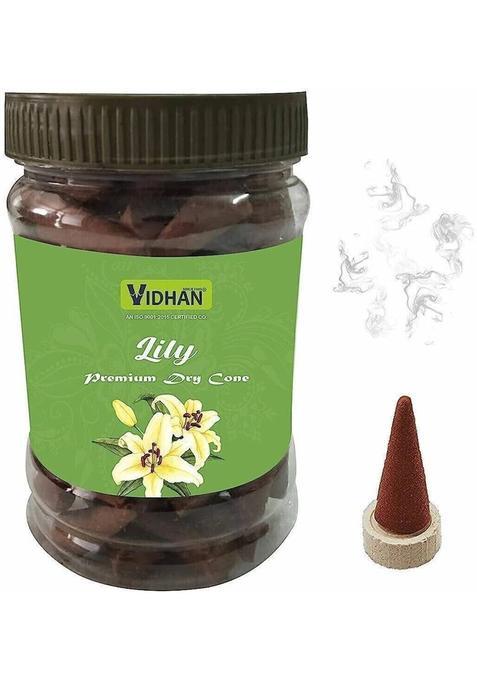 Vidhan Cones (Lilly)Premium Jar 100Gm No Bamboo Charcoal Pooja Dhoop Cone Lily