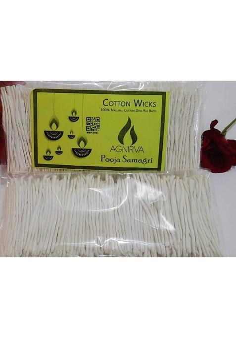 Agnirva Long Cotton Wicks Lambi Batti For Pooja (WhitePack Of 1000 Pcs Set 10) Wick (Pack