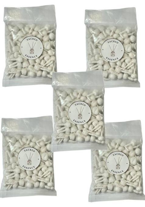 Sacred Essence Phool Batti Round Cotton White Wicks Wick (Pack Of 5)