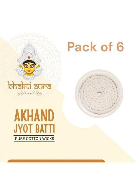 Bhakti Aura Akhand Cotton Jyot Batti For Puja Arti ( Pack Of 6) Wick