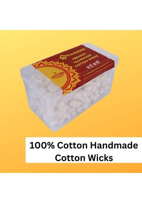 Pujahome Kesar Cotton Wicks With Red Tips Round Rui Batti Handmade 500 Pieces Wick