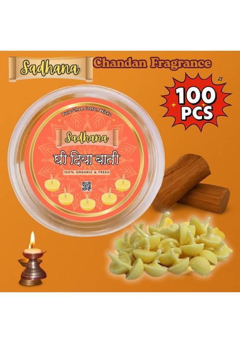 Sadhana 100 Chandan Fragrance Ghee Cotton Wick (Pack Of 2)