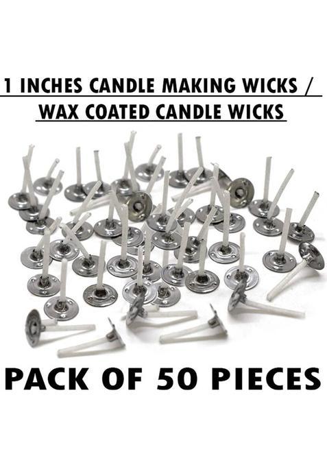 Aamu Moon 1 Inch Low Smoke Diy Candle Making Wicks Wax Coated Wicks Threads Cotton Wick (Pack Of 50)
