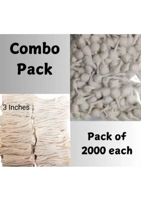 Rouhi Enterprise Combo Pack Long & Round Cotton Wicks: Wick (Pack Of 2000)