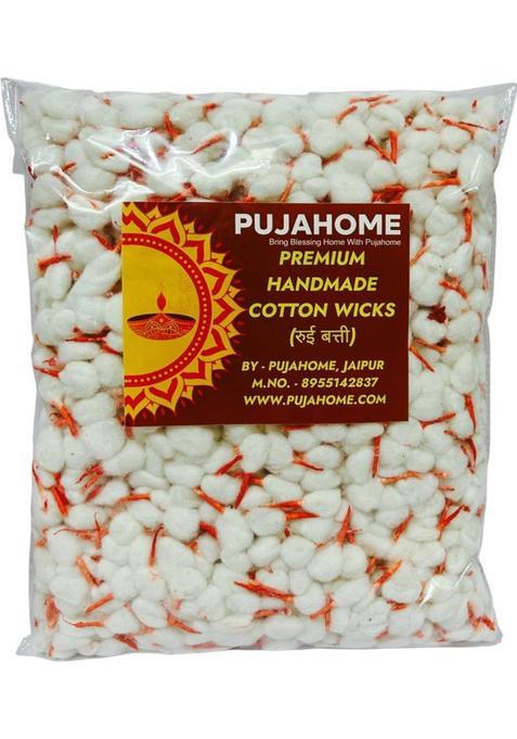 Pujahome Phool Batti Round Cotton Kesar White Wicks/Pack Of 500 Wick