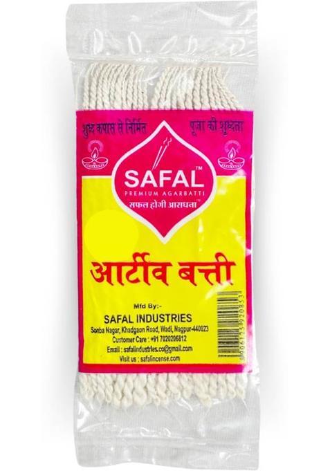 Safal Long Cotton Wicks For Pooja | Phool Batti Jyot Bati 7 Inch Wick (Pack Of 12)