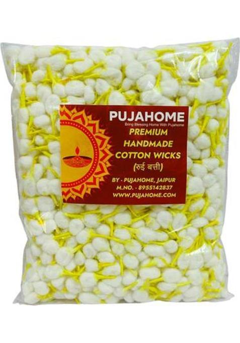 Pujahome Batti For Puja With Chandan Tip 1100 Pieces Cotton Wick (Pack Of 1100)