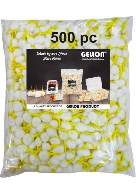 Gellon 500 Pc Kesar Coating Scented Yellow Cotton Wicks Pouch With Chandan Fragrance Wick