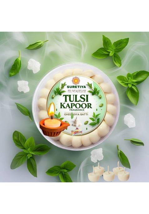 Suretiya Cow Ghee Diya With Tulsi Kapoor Fragrance Pack Of 100 For Daily Puja Aatri Cotton Wick (Pack 100)