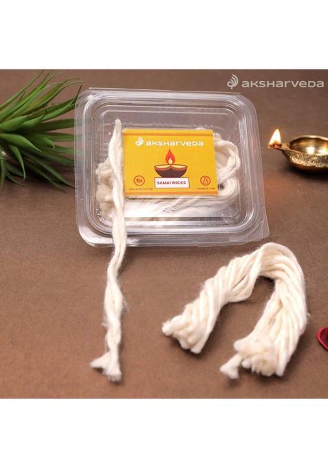 Aksharveda Samai Long Diya Batti/Wicks Cotton Wick (Pack Of 60)