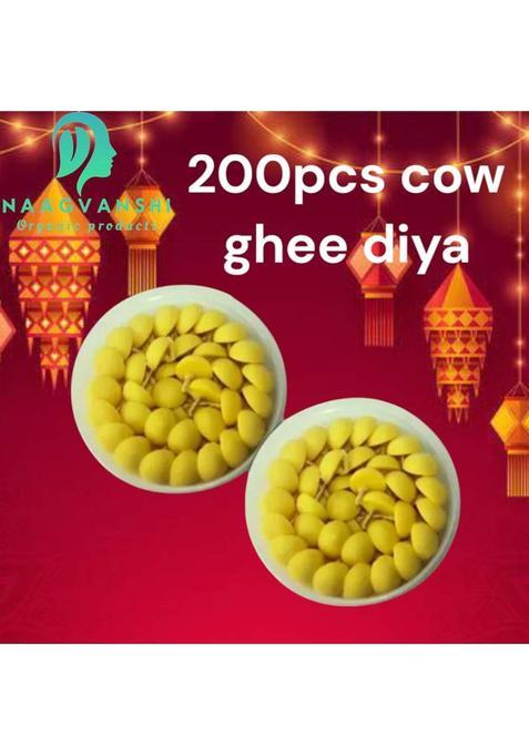 Naagvanshi Ghee Diya Batti For Pooja Aarti - 200 Pcs Handmade Cotton Wicks Wick (Pack Of 2)