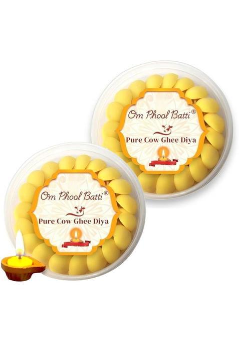 Om Phool Batti Pure Cow Ghee Diya For Puja Aarti , Wax Free Wicks (50X2) Combo Set Cotton Wick