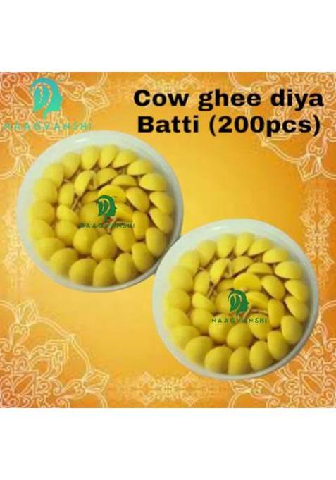 Naagvanshi Cow Ghee Diya Batti (200Pcs) For Puja And Hawan Cotton Wick (Pack Of 2)