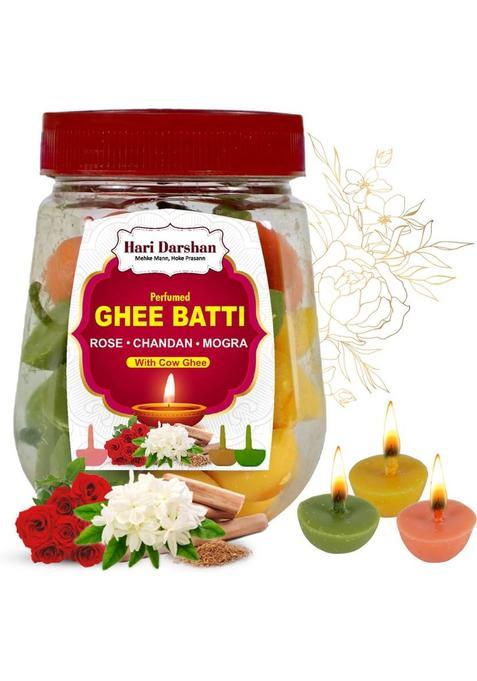 Hari Darshan Cow Ghee Diya - Pack Of 60 Multi Fragrance With Rose Chandan & Mogra Cotton Wick
