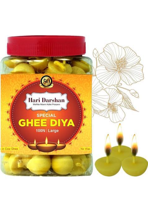 Hari Darshan Special Ghee Diya (100 Pieces Large Size)Burning Time 45 Min. Made In Cow Cotton Wick