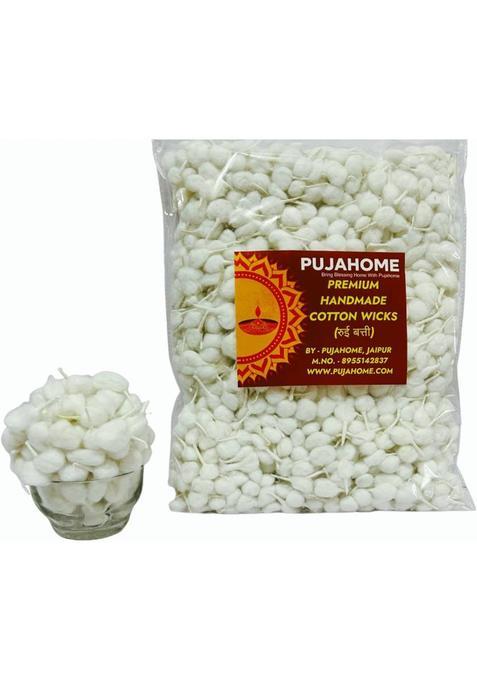 Pujahome Premium (Gol Batti) For Diya 5100 Pieces | White Ideal Daily Puja Cotton Wick (Pack Of 5100)