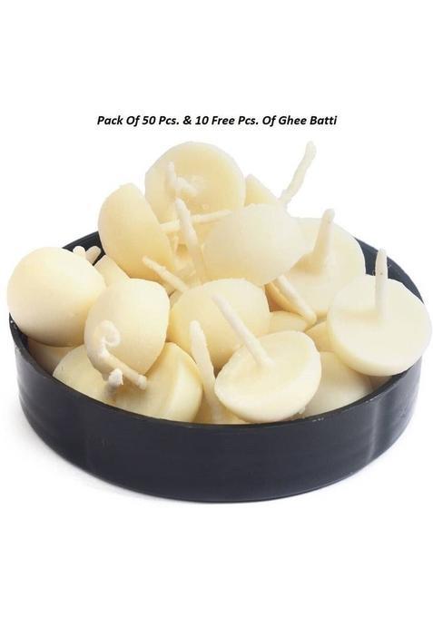 Om Diya Phool Batti Ghee || Jyot For Pooja Aarti And Special Occasions Cotton Wicks Puja Handmade Pack Of 50 - 10 Pcs. Free Wick (Pack 50)