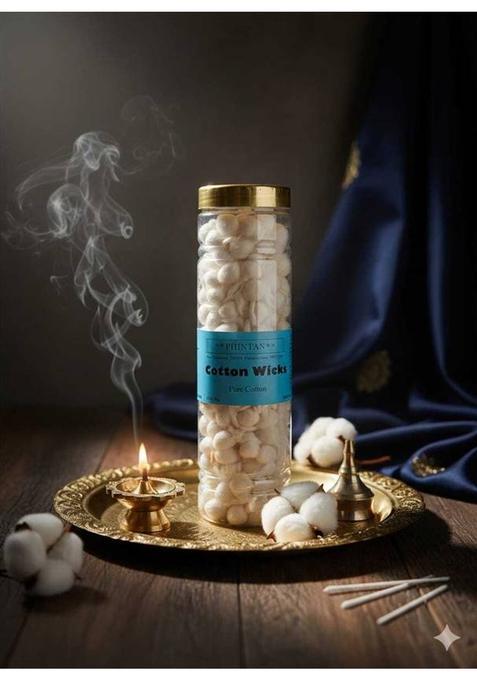 Phintan 100 % Pure Cotton Wicks Jar Pack Of 2 Each Contain 400 Wick (Pack 2)