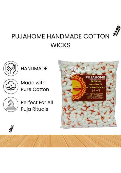 Pujahome Phool Batti Round Cotton Kesar White Wicks/Handmade Wicks 1100 Pack Of 2 Wick
