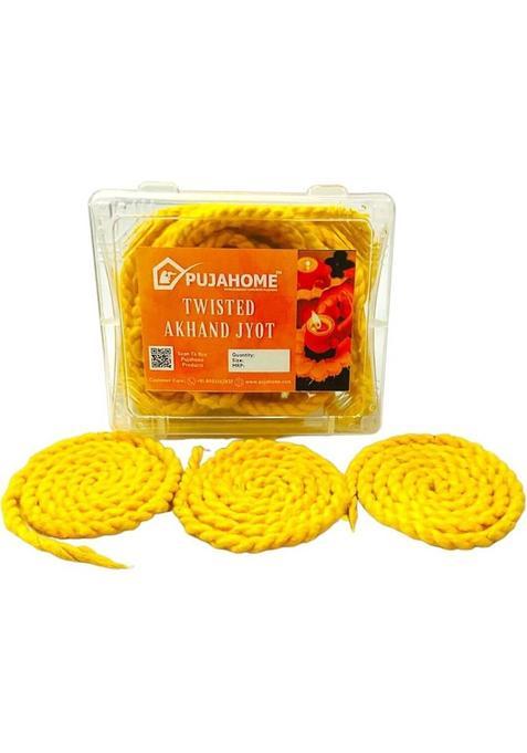 Pujahome Twisted Cotton Wicks Akhand Long Jyoti Batti - 12 Pieces Wick (Pack Of 12)