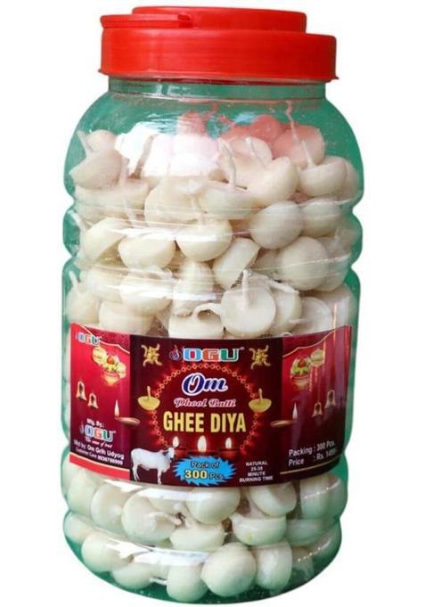 Om Phool Batti Wax Free Handmade Cow Ghee Diya For Pooja Jyot Cotton Wicks Puja Wick (Pack Of 300)