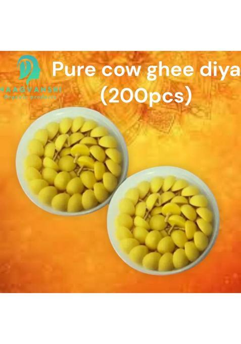 Naagvanshi Handmade Ghee Diya Batti - 200 Cotton Wicks For Sacred Pooja Aarti Wick (Pack Of 2)