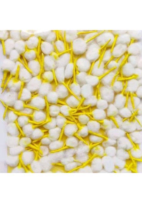 Rdk SonS Raw Cotton Chandan Tip Wicks Hand Made Round Shape Diya Batti Ghee Wick Phool For Puja Long Jyot Rui Deepam Vattulu Pooja Articles - Pack Of 500 Pieces