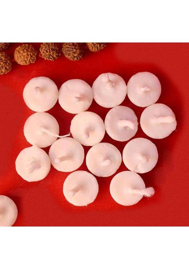 Suretiya Craft Gulab Cow Ghee Diya Batti For Puja Premium Quality Cotton Wick (Pack Of 50) - Indya