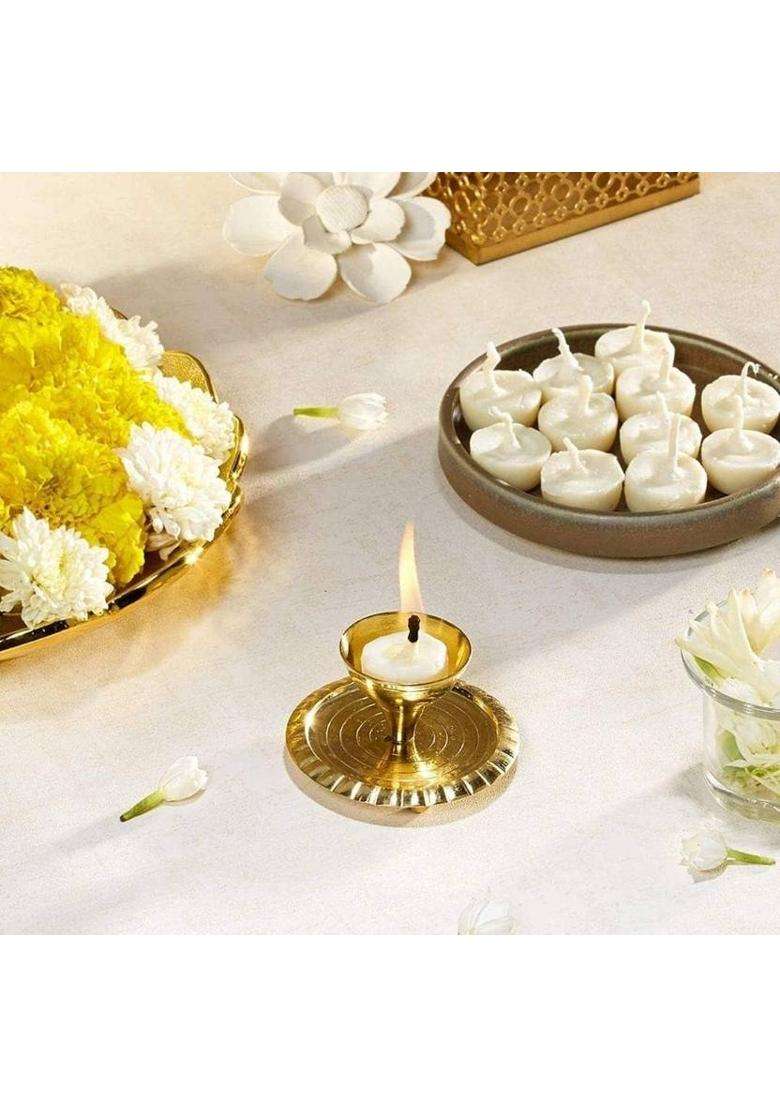 Suretiya Craft Gulab Cow Ghee Diya Batti For Puja Premium Quality Cotton Wick (Pack Of 50) - Indya