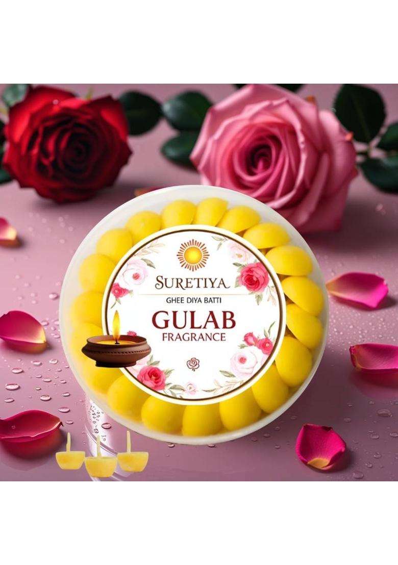 Suretiya 100 Pcs Gulab Cow Ghee Diya Batti Ready To Use Cotton Wicks Wick (Pack Of 100) - Indya